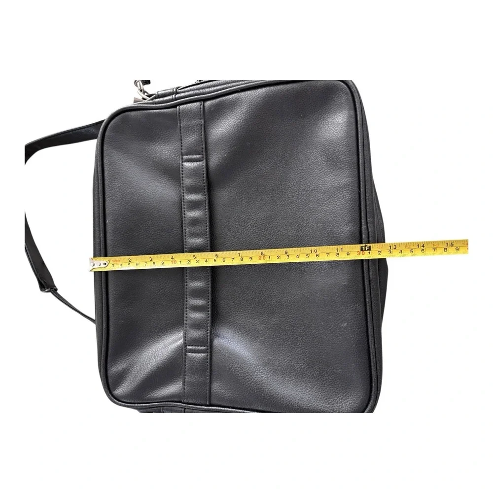 Jack & Chris Bag Messenger Black Faux Leather Travel Carry‎ On Shoulder Office